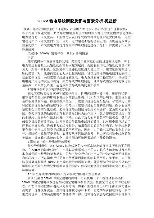 500kV输电导线断股及影响因素分析 杨亚新