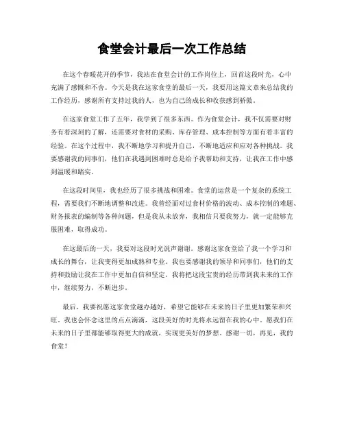 食堂会计最后一次工作总结