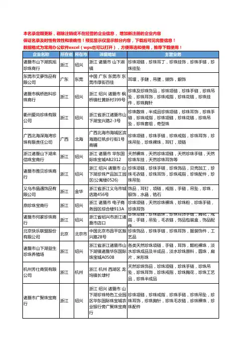 新版全国珍珠耳饰工商企业公司商家名录名单联系方式大全71家