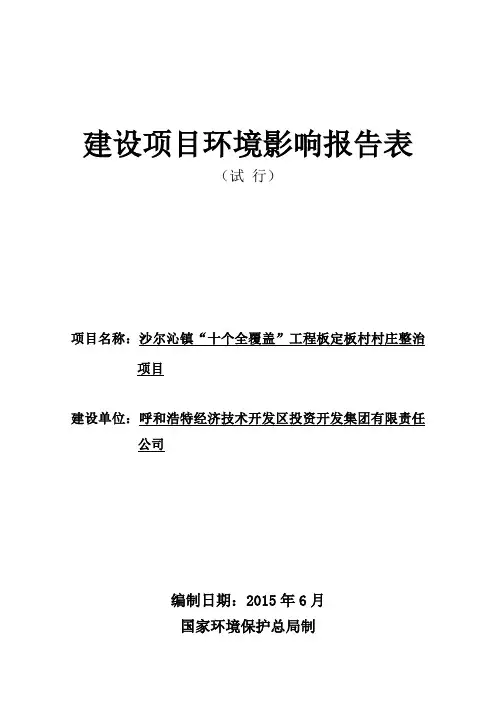 报告表-沙尔沁镇“十个全覆盖”工程板定板村村庄整治项目(Word)