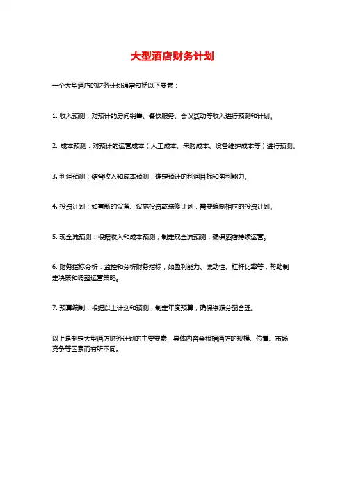大型酒店财务计划