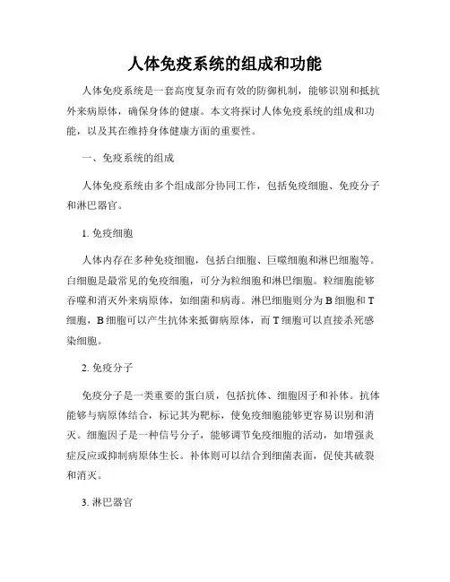 人体免疫系统的组成和功能