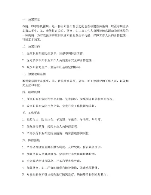 职业布病防控应急预案