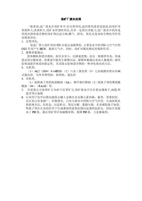 选矿厂废水处理