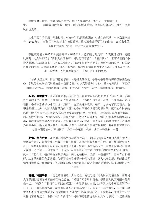 《定风波》赏析