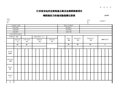 钢绞线应力松弛试验检测记录表