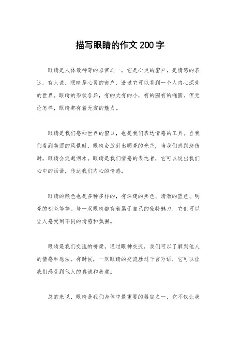 描写眼睛的作文200字