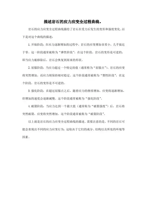 描述岩石的应力应变全过程曲线。