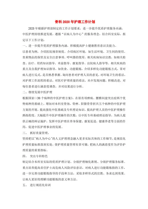 2020年骨科工作计划