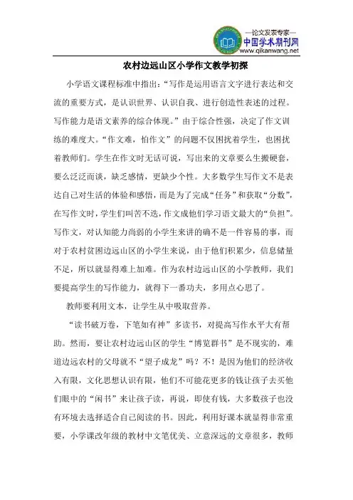 农村边远山区小学作文教学初探