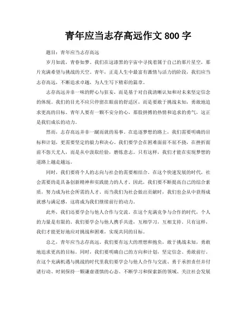 青年应当志存高远作文800字