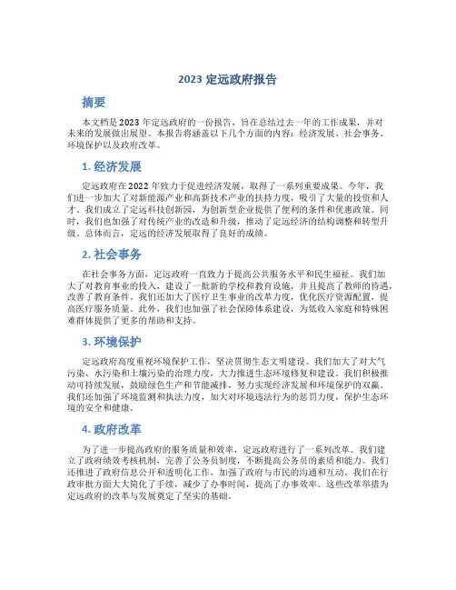 2023定远政府报告