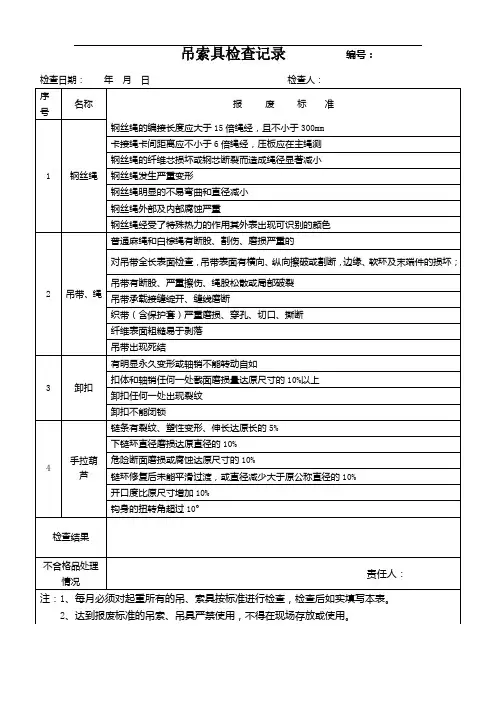 吊索具检查记录表