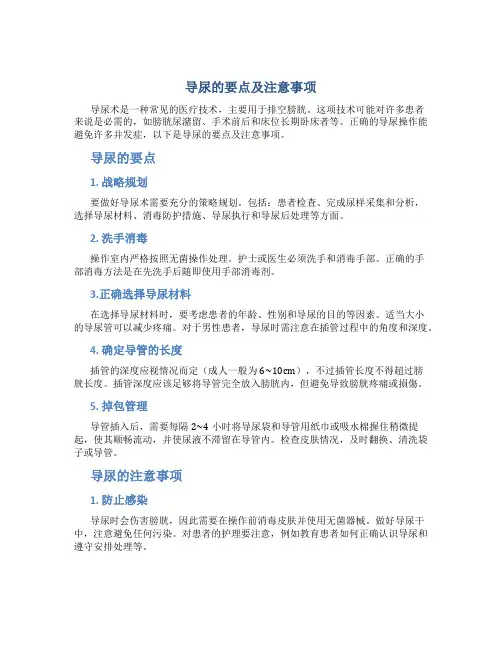 导尿的要点及注意事项