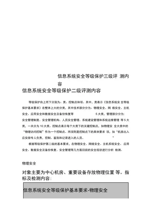 信息系统安全等级保护三级评测内容