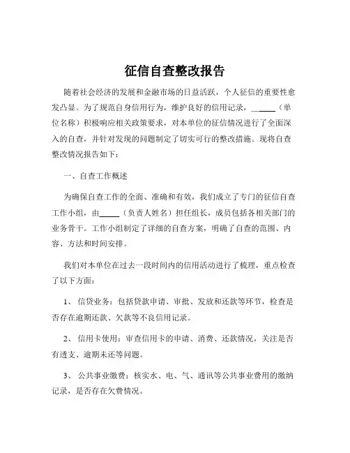 征信自查整改报告