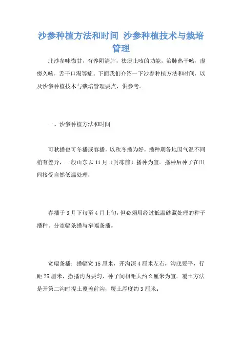 沙参种植方法和时间 沙参种植技术与栽培管理