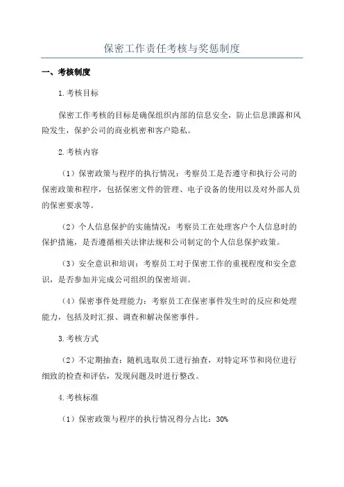 保密工作责任考核与奖惩制度