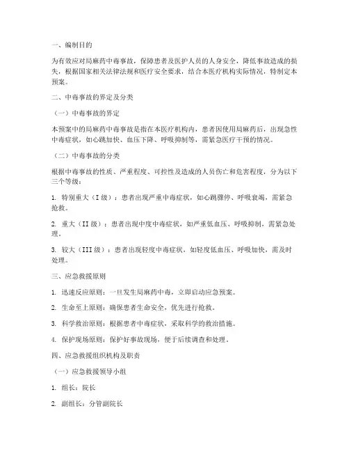 局麻药中毒应急预案