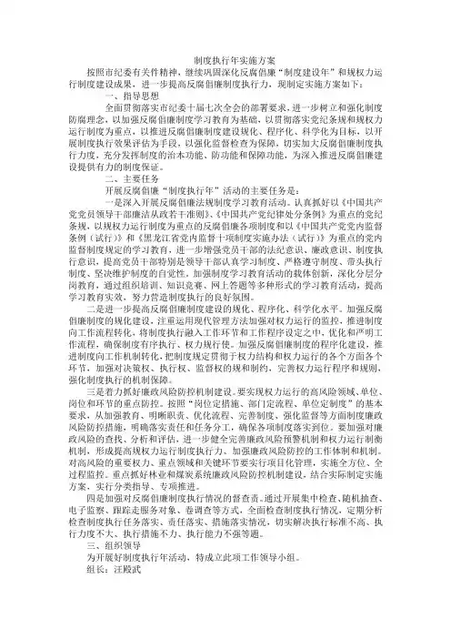 制度执行年实施方案