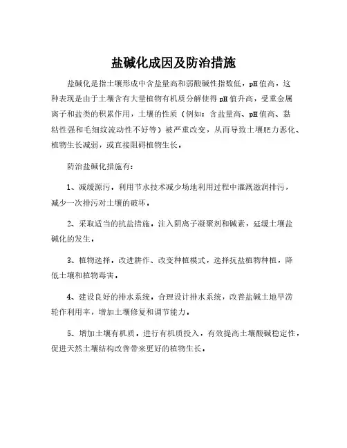 盐碱化成因及防治措施