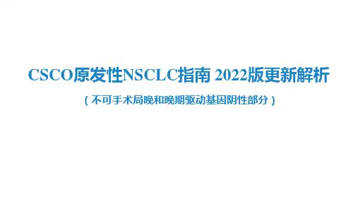 2022CSCO非小细胞肺癌指南解读