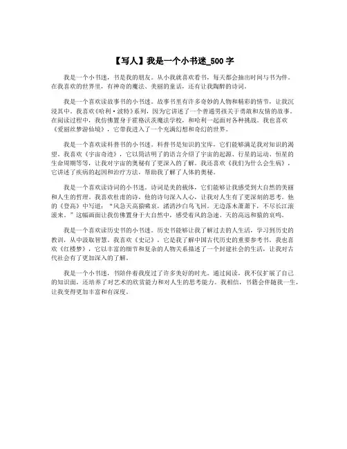 【写人】我是一个小书迷_500字