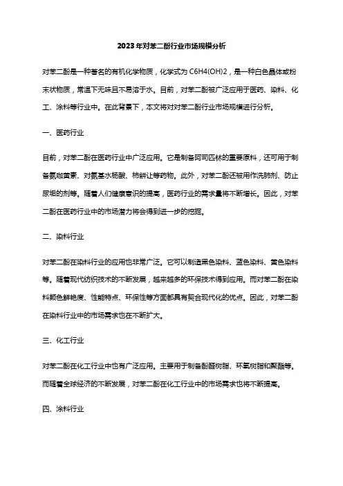 2023年对苯二酚行业市场规模分析