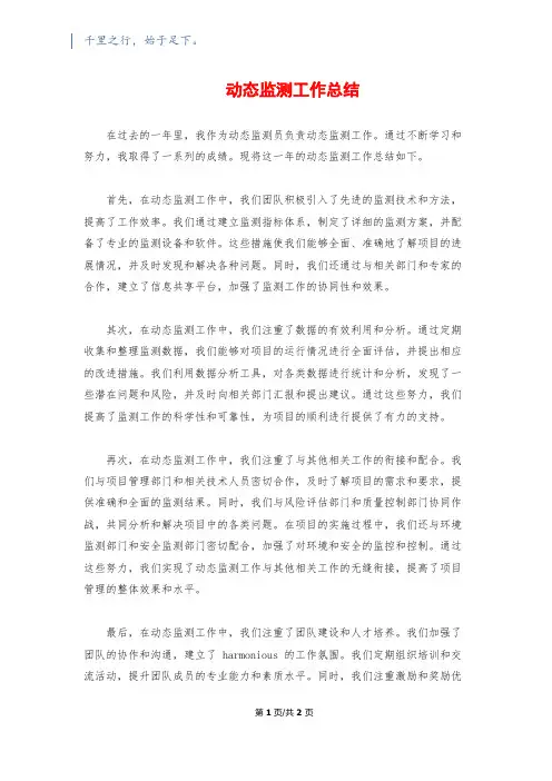 动态监测工作总结