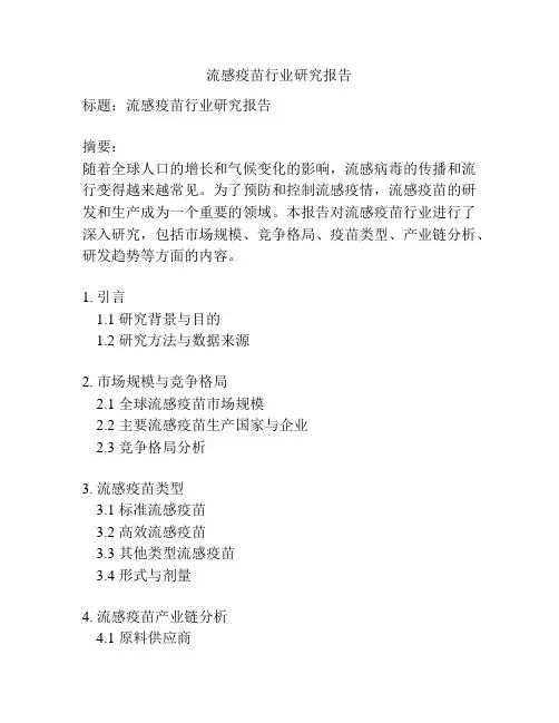 流感疫苗行业研究报告