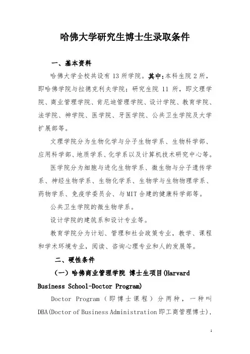 哈佛大学录取条件(中文完整版)