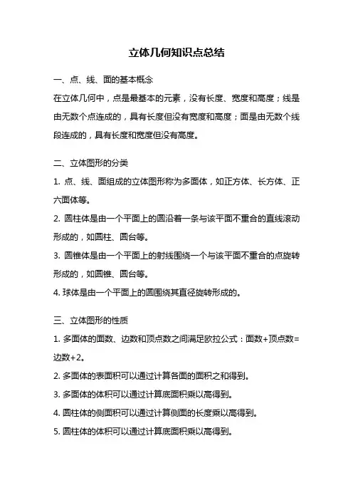 立体几何知识点总结
