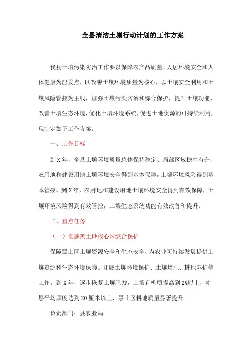 全县清洁土壤行动计划的工作方案
