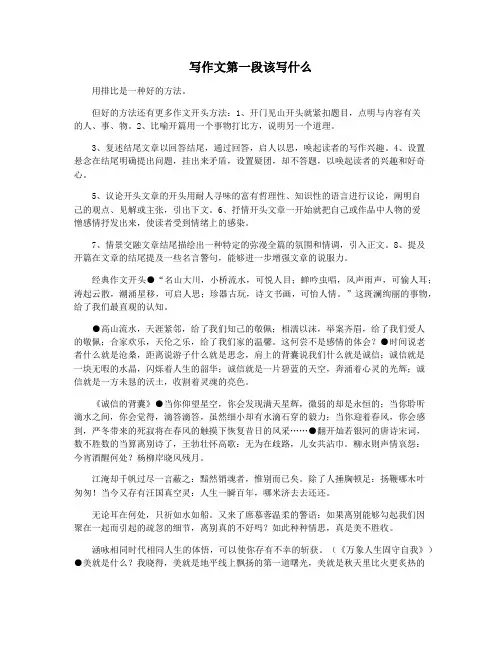 写作文第一段该写什么