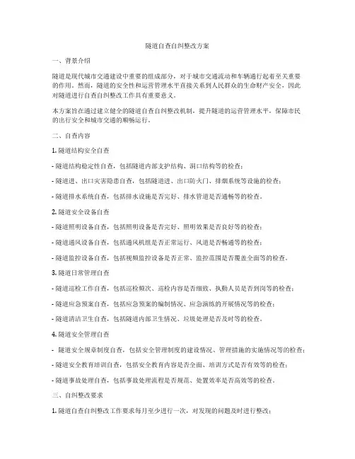 隧道自查自纠整改方案