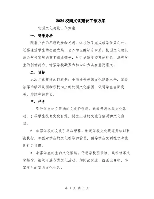 2024校园文化建设工作方案