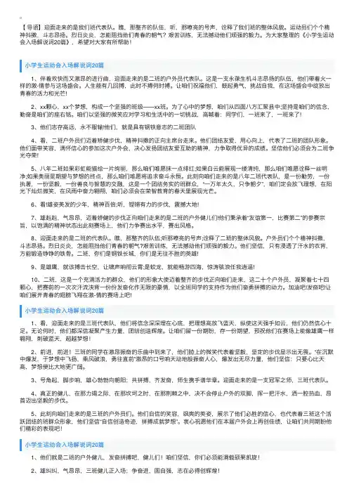 小学生运动会入场解说词20篇