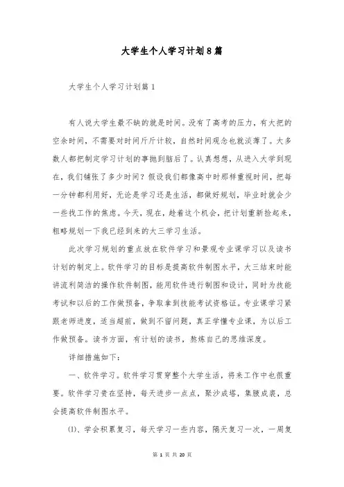 大学生个人学习计划8篇