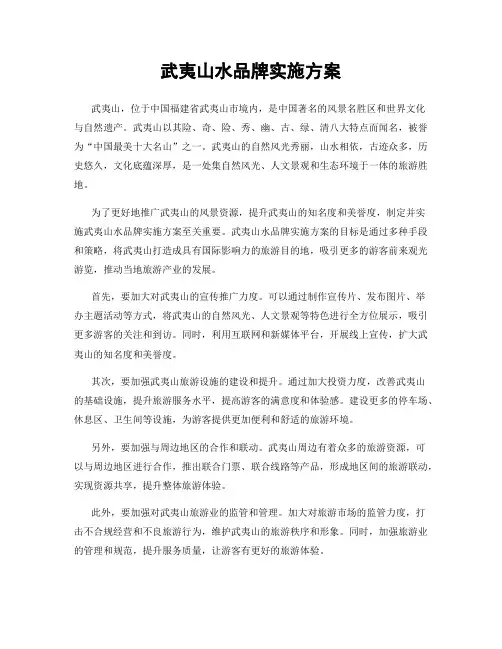 武夷山水品牌实施方案