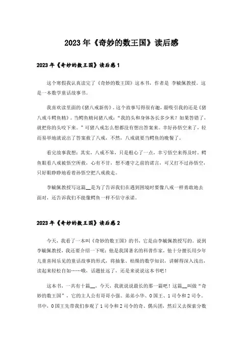 2023年《奇妙的数王国》读后感