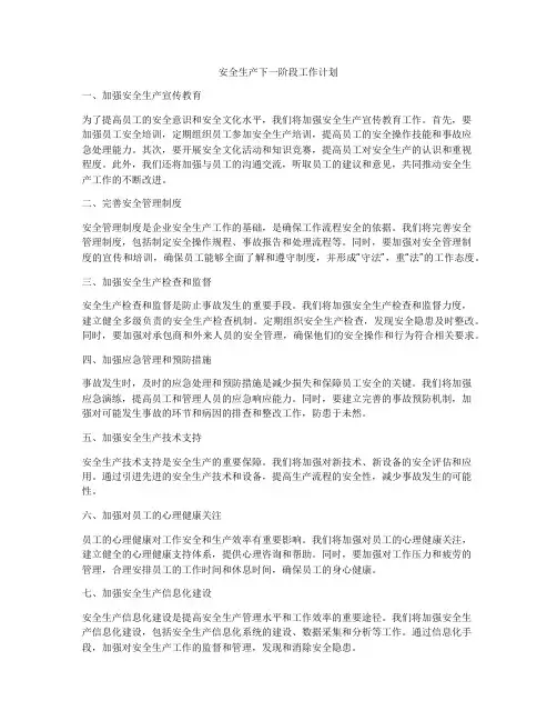 安全生产下一阶段工作计划
