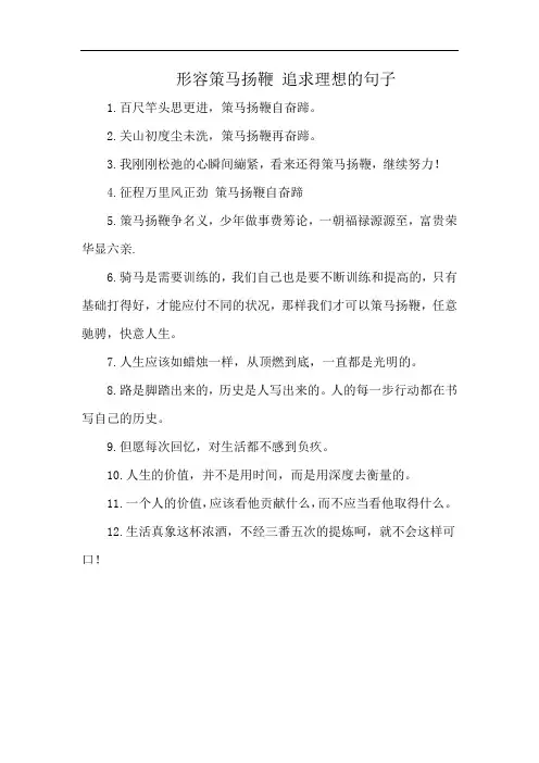 形容策马扬鞭 追求理想的句子