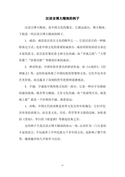 汉语言博大精深的例子