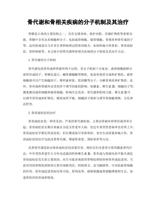 骨代谢和骨相关疾病的分子机制及其治疗