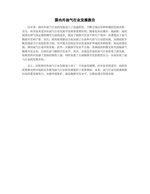 国内外油气行业发展报告