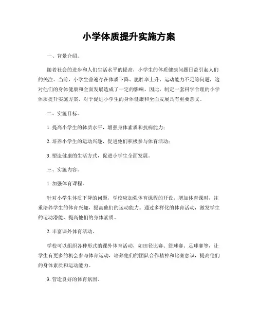 小学体质提升实施方案