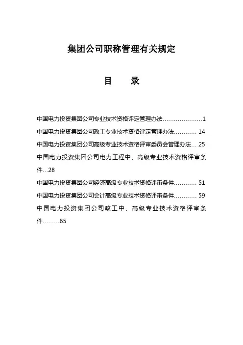 集团公司职称管理有关规定