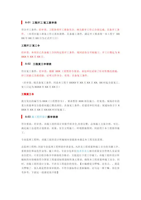 监理审查意见