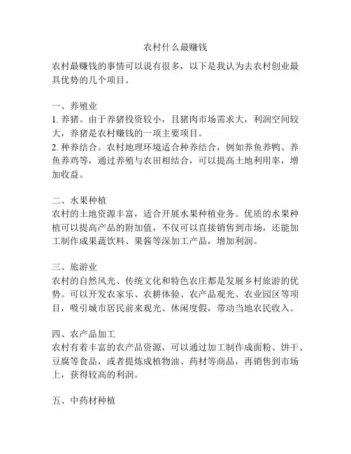 农村什么最赚钱