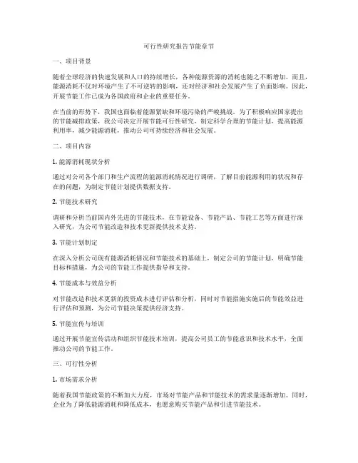 可行性研究报告节能章节
